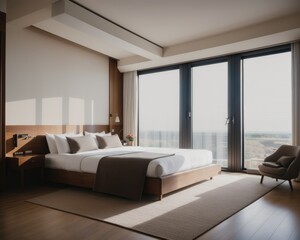 Naklejka na ściany i meble Luxury comfortable hotel bedroom interior design