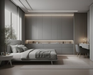 Fototapeta na wymiar Luxury comfortable hotel bedroom interior design
