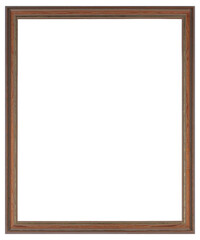 A narrow wooden picture frame in a classic design on a transparent background, in PNG format.