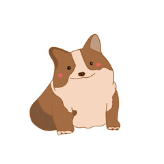 Hand drawn baby corgi on a white background