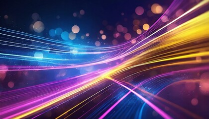 abstract futuristic background with pink blue glowing neon moving high speed wave lines and bokeh lights 