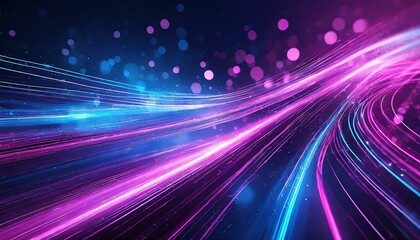 Fototapeta na wymiar abstract futuristic background with pink blue glowing neon moving high speed wave lines and bokeh lights 