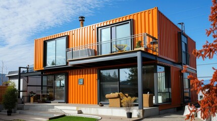 Container house. Modular prefabricated house made from shipping containers