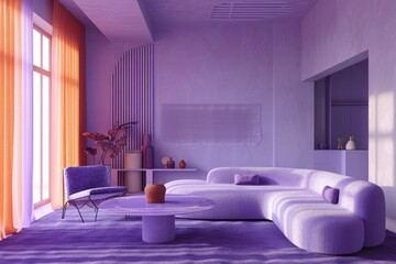 Modern style living room in light purple tones