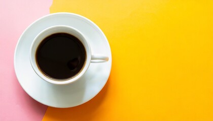 Obraz na płótnie Canvas cup of coffee on a colorful background copy space