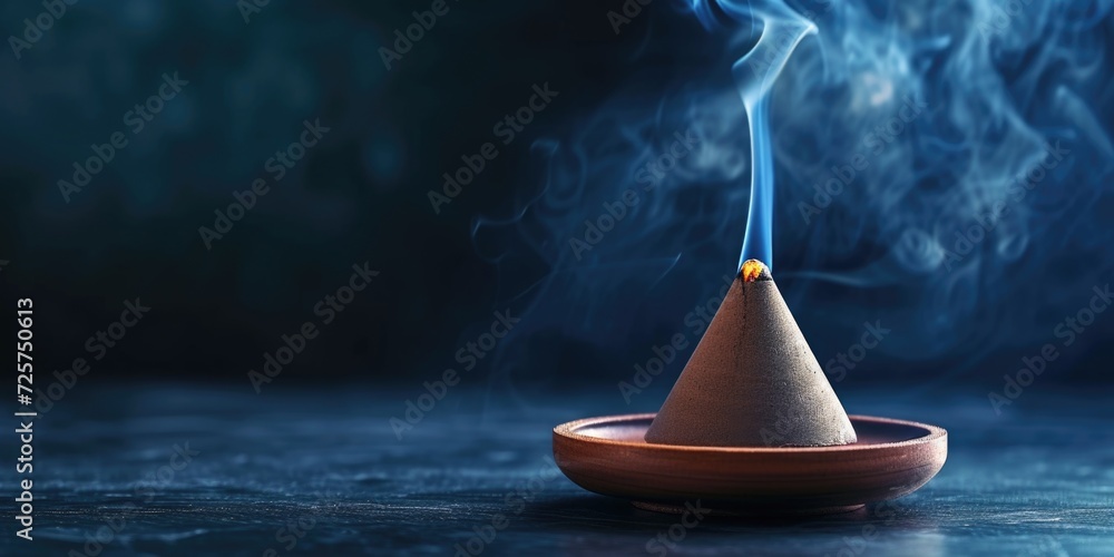 Aufkleber An incense cone releasing a steady stream of smoke. Perfect for adding a calming and aromatic touch to any space