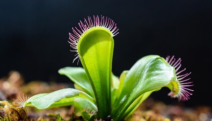 exotic insect eating predator flower venus flytrap isolated on black background