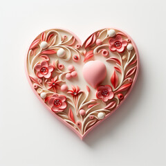 Elegant Quilled Paper Heart with Floral Patterns

