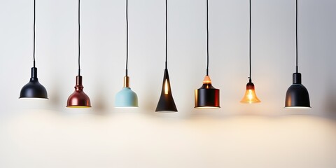 Contemporary hanging lamps on white backdrop