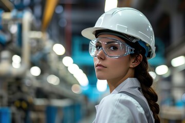 Chief Control Engineer in a Modern Industrial Factory or an engineer supervising construction at the job site Wear work clothes and a hard hat.