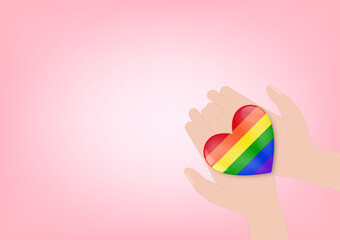 LGBT Pride Month. LGBTQ Pride Heart or Rainbow Heart. Gay, Lesbian, Bisexual and Transgender Community. Vector Illustration. 