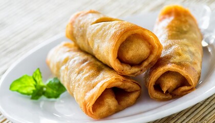 chinese traditional spring rolls fried on transparent background