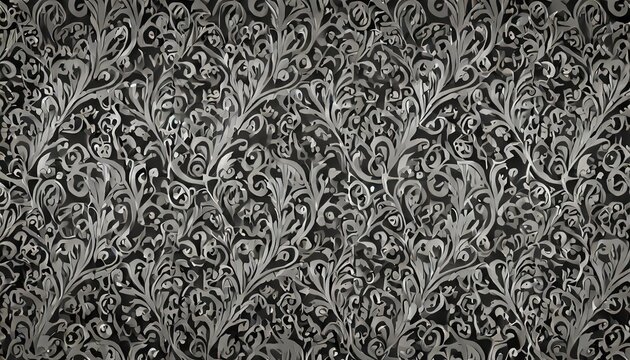 background illustration of seamless abstract black ornate floral vine pattern