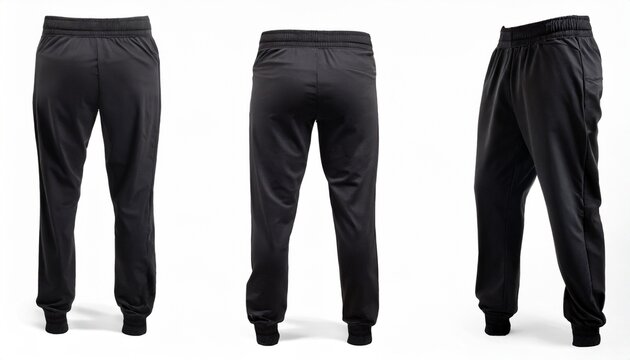front and back view black sweatpants