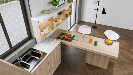 3d rendering modern kitchen advanced modeling interior design 