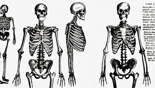 human skeleton anatomy front and back view old antique illustration from brockhaus konversations lexikon 1908