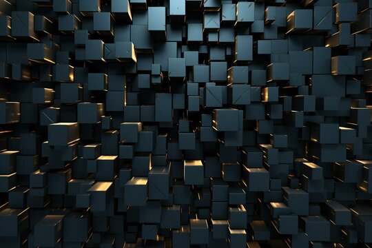 Abstract of chaotic cubes in empty space, Futuristic background design © Cybernetic