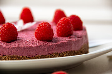 cake with raspberries