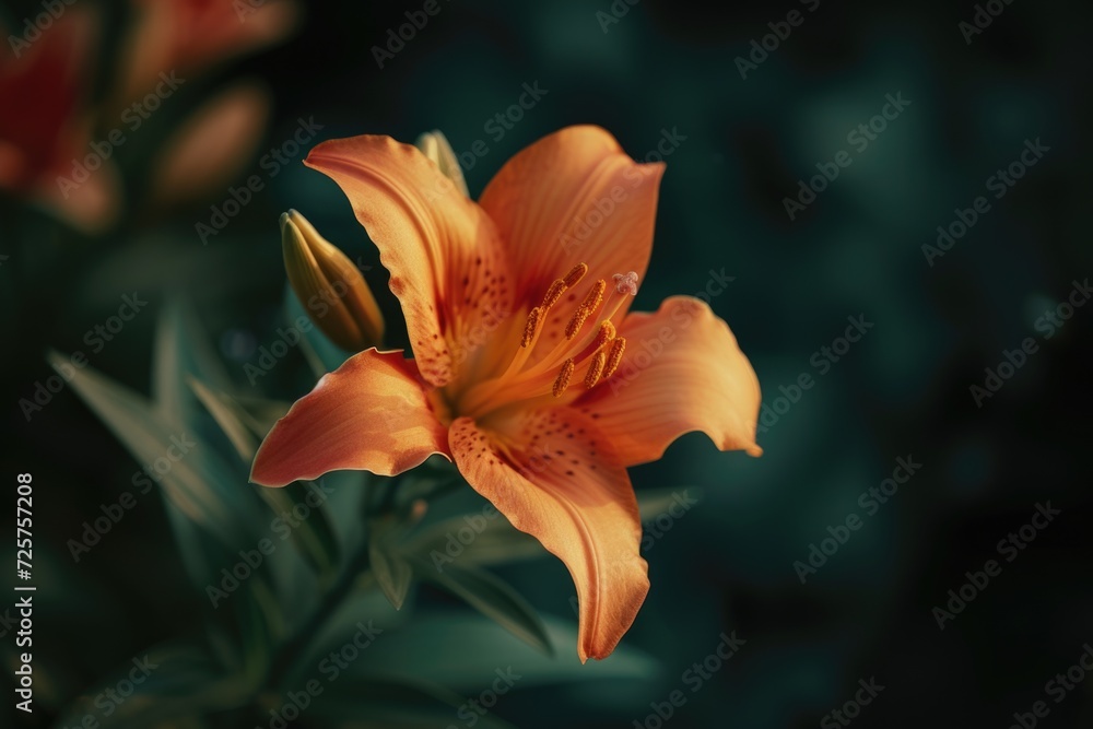 Poster a detailed view of a flower on a plant. this image can be used to showcase the beauty of nature or t