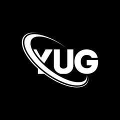 YUG logo. YUG letter. YUG letter logo design. Initials YUG logo linked with circle and uppercase monogram logo. YUG typography for technology, business and real estate brand.