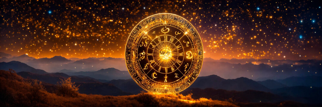 zodiac signs against the background of the starry sky. Selective focus.