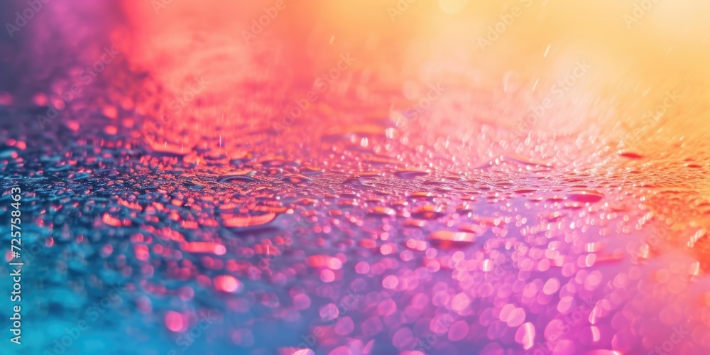 Aufkleber Water droplets captured in a close up shot on a surface. This image can be used to depict concepts such as purity, freshness, nature, and tranquility.