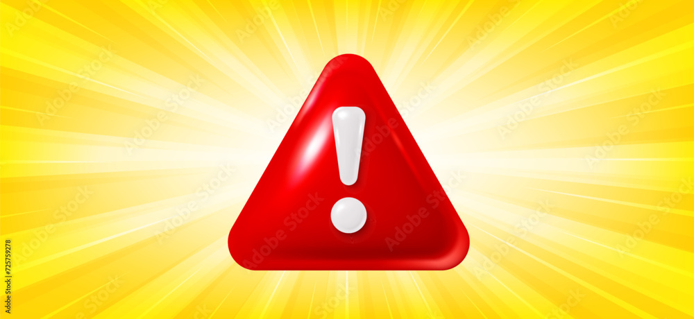 Aufkleber red danger warning triangle 3d icon. alert, caution or emergency notification. danger hazard notific