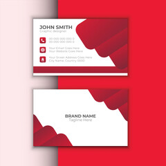 Vector elegant business card, red and white business card