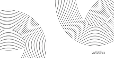 black and white curved line stripe mobious wave abstract background