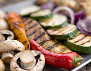 Gegrilltes Gem&uuml;se Paprika, Zucchini, Aubergine , Pilze Zwiebel