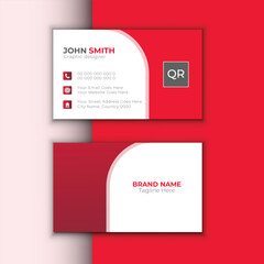 Vector elegant business card, red and white business card