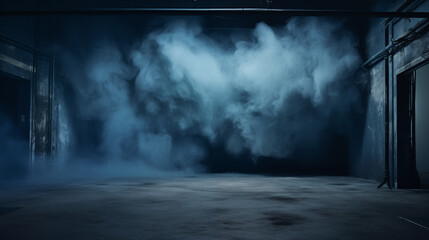  Blue Haze and Smoke in a Theatrical Ambiance Room
