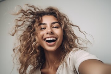 Young happy woman. Generative AI