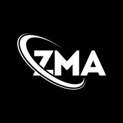Fototapeta na wymiar ZMA logo. ZMA letter. ZMA letter logo design. Initials ZMA logo linked with circle and uppercase monogram logo. ZMA typography for technology, business and real estate brand.