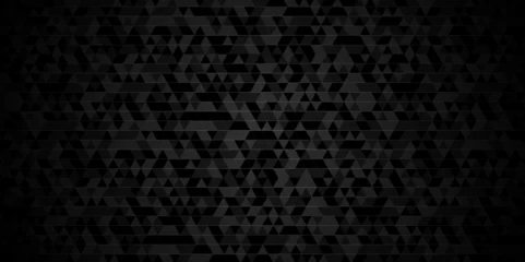Foto op Canvas   Abstract Black and gray square triangle tiles pattern mosaic background. Modern seamless geometric dark black pattern low polygon and lines Geometric print composed of triangles. © MdLothfor