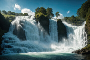 Beautiful landscape of a waterfall. 
