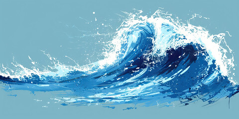 Blue Democratic Wave: A Symbolic Image of Democratic Power and Influence in Blue - obrazy, fototapety, plakaty