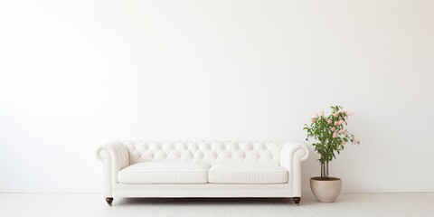 White couch in a white space.