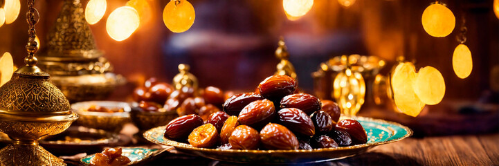 ramadan food drinks on the table. Selective focus.