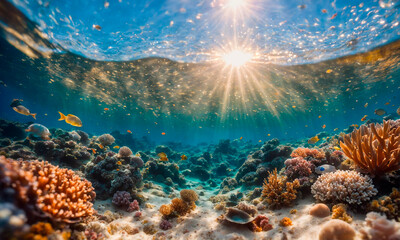 Obraz premium shells and starfish on the seashore. Selective focus.