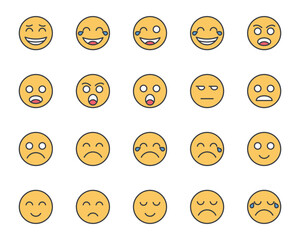 Fototapeta premium Filled color outline icons set for Emojis.