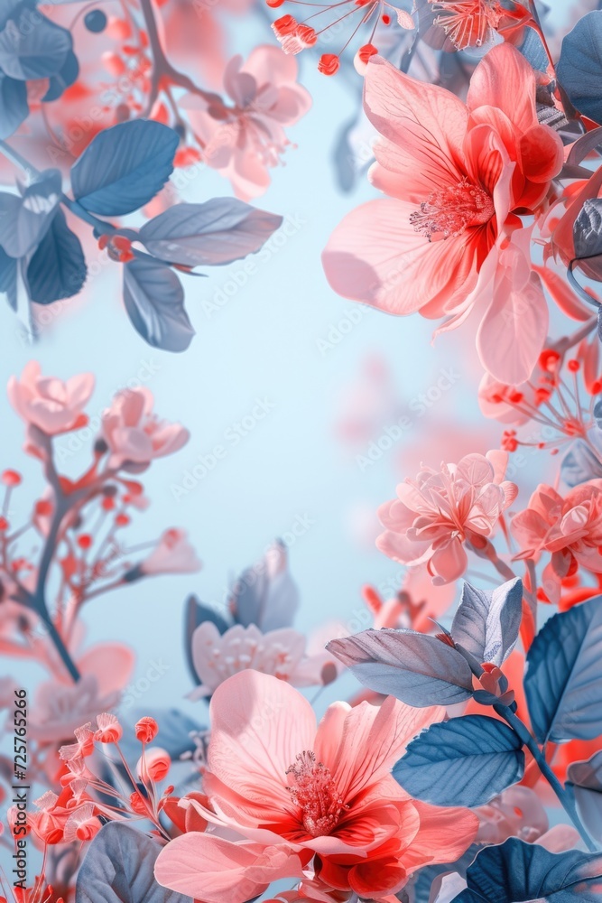 Poster A close-up photograph showcasing a vibrant bunch of flowers. This image can be used to add a pop of color and beauty to various projects