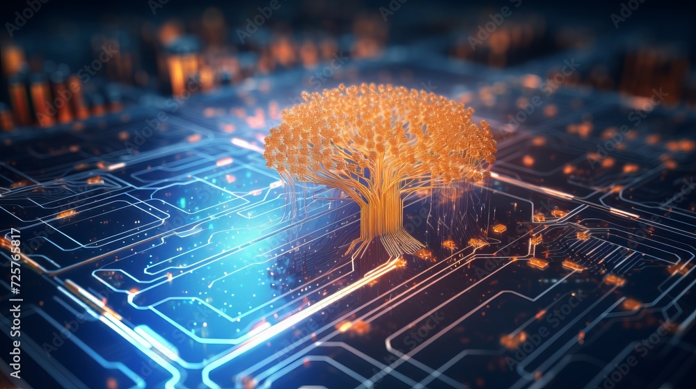 Poster dynamic visualization of artificial intelligence and big data technology flow