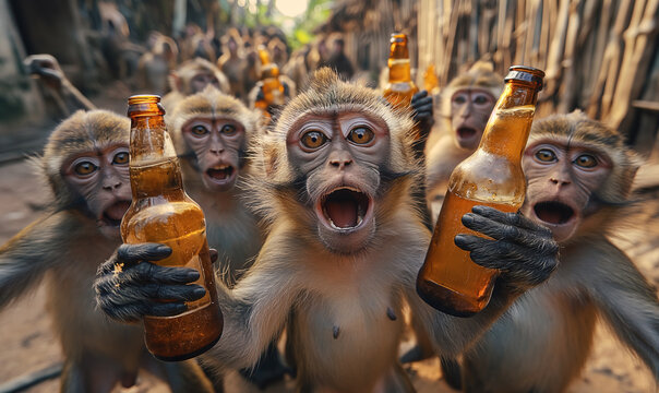 Group of drunken monkeys