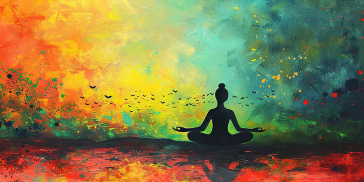 Mindfulness and Well-being: An Artistic Depiction of the Practice of Mindfulness, Emphasizing the Importance of Mental Well-being and Emotional Balance in Human Life