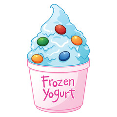 Frozen Yogurt Vector Cartoon Illustration