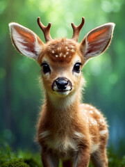 deer and baby deer with beautiful green nature generated ai