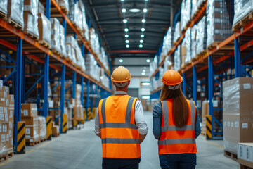 Supervisors Inspect Busy Warehouse Operations