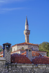 Fototapeta na wymiar Mosque dome and minaret crescents in Safranbolu
