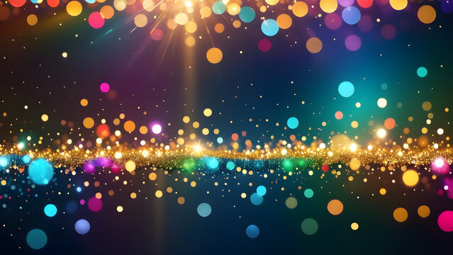 multicolored shiny bokeh background glitter overlay element. color full glitter festival background